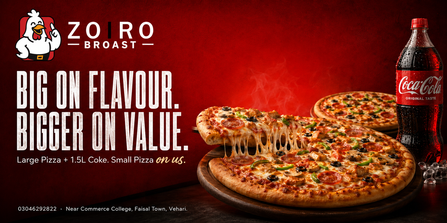 Big on Flavour Bigger on Value Horizontal Pizza Promotion
