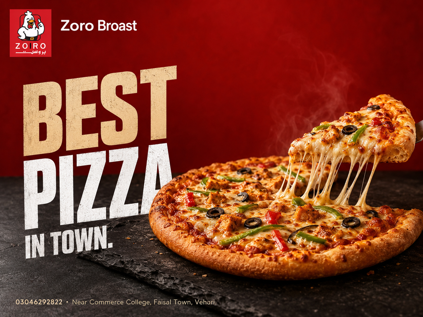 Best Pizza in Town Red BOGO Campaign Design