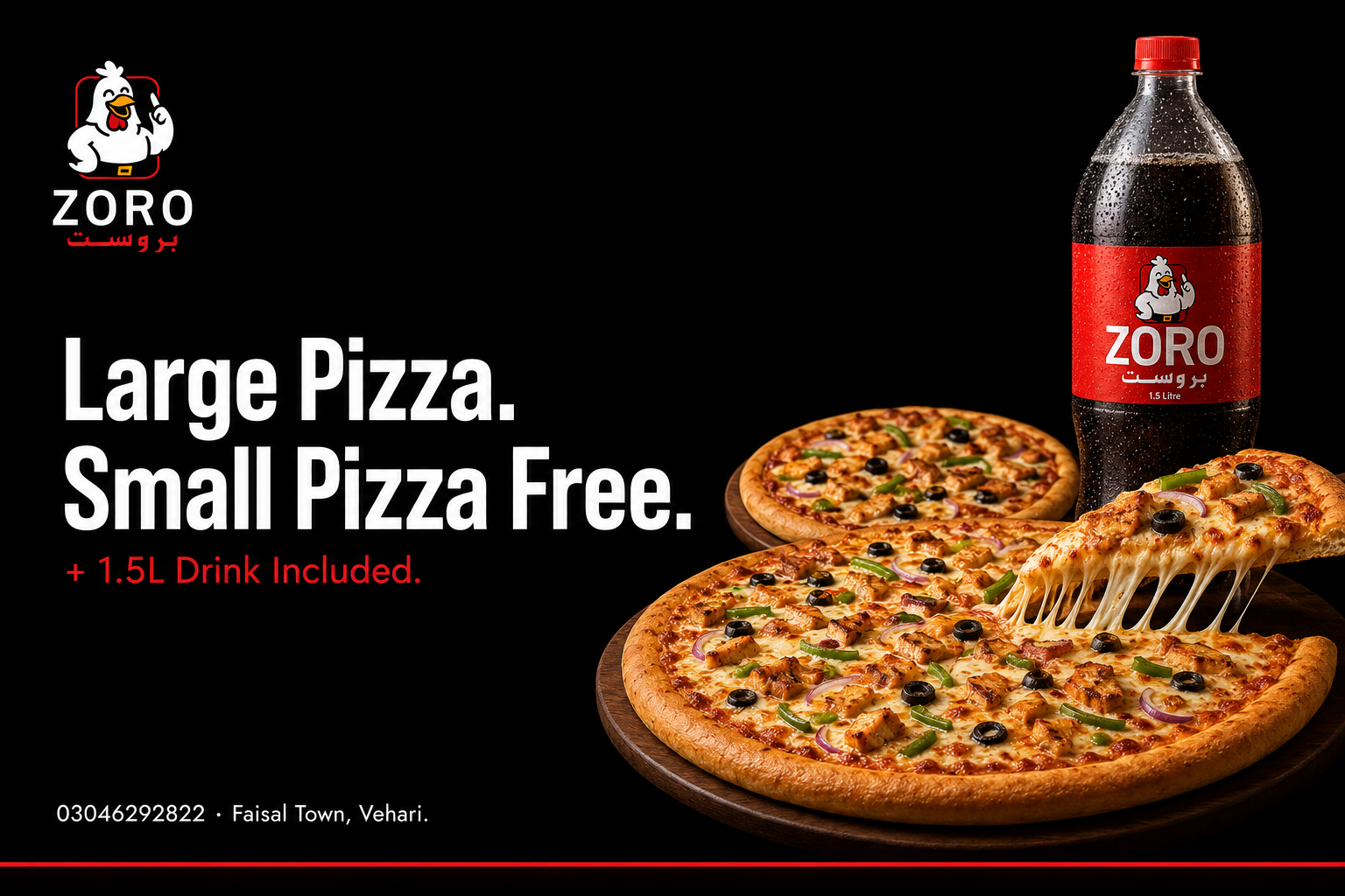 BOGO Large Pizza Free Small Pizza with Drink Campaign (Black Edition)